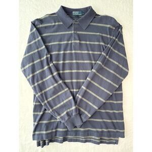 Vintage Polo Ralph Lauren Long Sleeve Rugby Shirt Men Size Large 100% Cotton